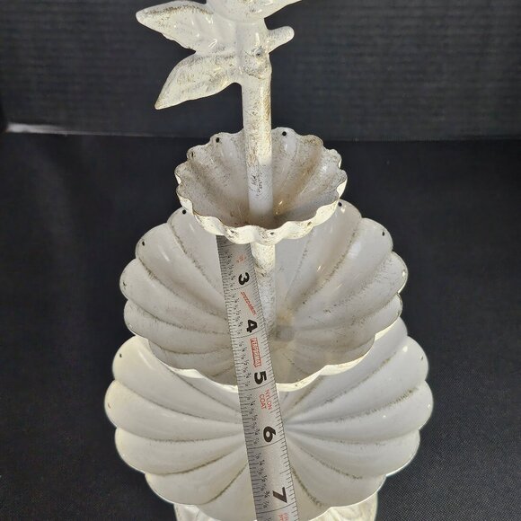 White Shabby Chic Metal Bird Jewelry Organizer 3 Tiered Counter Display - Picture 8 of 12